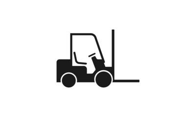 Simple black silhouette icon of a forklift truck on a white background