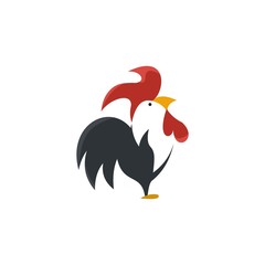 simple modern flat funny chicken rooster vector logo design
