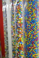 candies with jelly and sugar. colorful array of different childs sweets and treats.