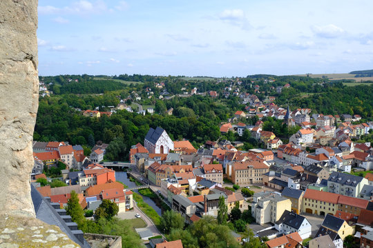 Blick von der Burg Osterburg auf Weida, Deutschland