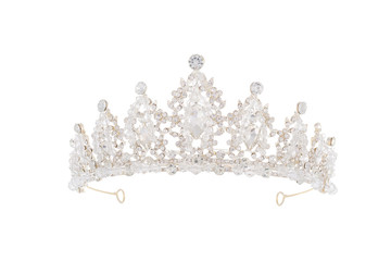 silver diamond tiara on perfect white background, stock photography