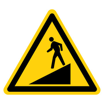 Beware Slope Symbol Sign,Vector Illustration, Isolate On White Background Label. EPS10