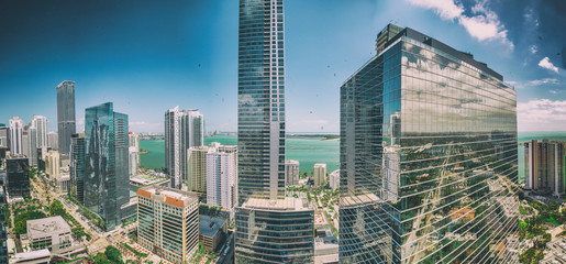 Panoramic aerial view of Downtown Miami on a sunny day, Florida, USA