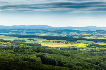 Obraz premium Panoramatic view of the South Bohemia and surrounding landscape, Czech Republic.