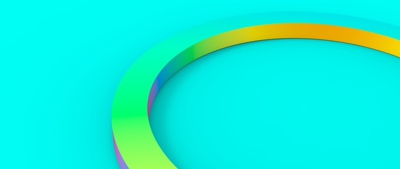 Diseño de aros abstractos. Render tridimensional de formas geométricas coloridas en 3d. Fondo con diferentes materiales y patrones. Ilustración moderna con luces y sombras.