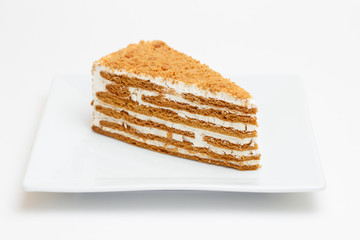 honey cake on a white background