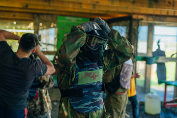 Players getting ready to play paintball