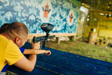dad and son at shooting range