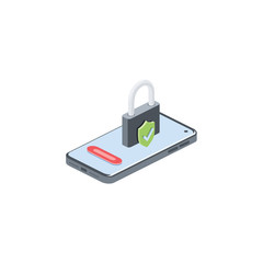 Block security phone. Vector 3d isometric, color web icons set, new flat style. Creative illustration design, idea for infographics.