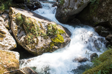 mountain river flow and rocks