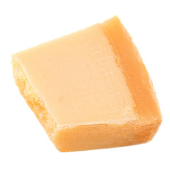 Pieces of parmesan cheese isolated on white background