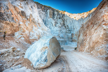 Large boulder of white Carrara marble