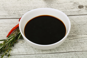 Soya sauce in the bowl