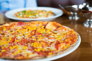 pizza on the table freshly baked