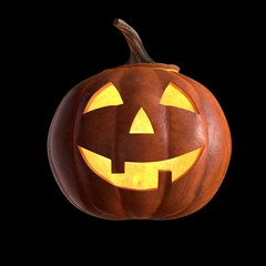 3D render of Scary Halloween Pumpkin Head isolated on black.