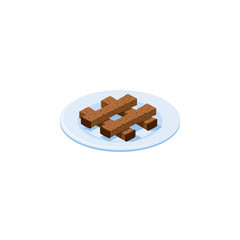 Croutons plate. Vector 3d isometric, color web icons set, new flat style. Creative illustration design, idea for infographics.