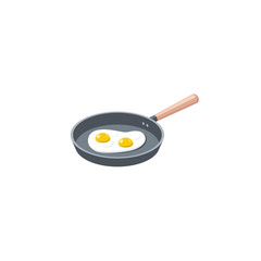 Fried eggs in a pan. Vector 3d isometric, color web icons set, new flat style. Creative illustration design, idea for infographics.