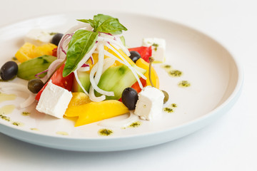 greek salad on a white background