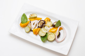 grilled vegetables on a white background