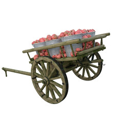 Fototapeta premium Ripe tomatoes in a wooden cart