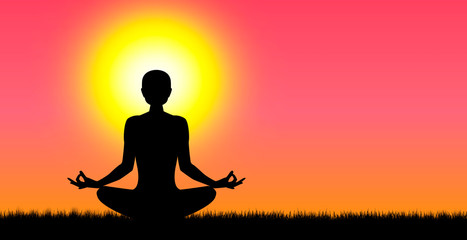 Woman doing yoga at sunset. A woman performs yoga exercises at sunset. Human going yoga