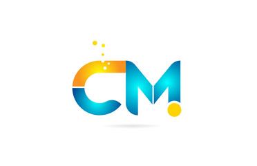 letter combination cm c m orange blue alphabet for company logo