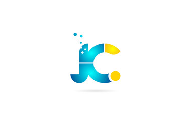 letter combination jc j c orange blue alphabet for company logo