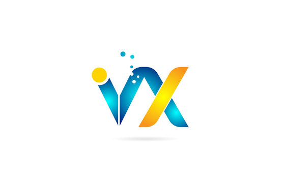 letter combination vx v x orange blue alphabet for company logo