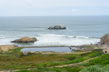 Remains of Sutro Baths along the sea front.