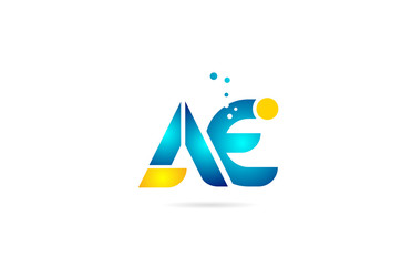 letter combination ae a e orange blue alphabet for company logo