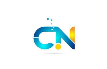 letter combination cn c n orange blue alphabet for company logo