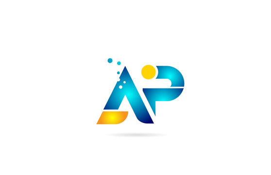letter combination ap a p orange blue alphabet for company logo