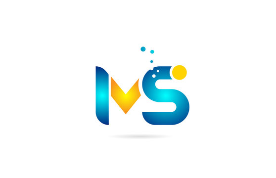 letter combination ms m s orange blue alphabet for company logo