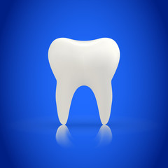Tooth on a blue background. vector illustration of a white