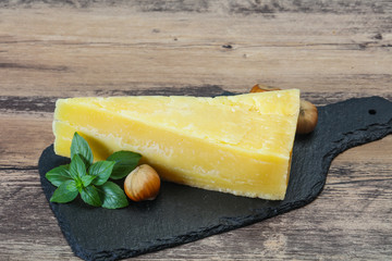 Parmesan cheese served basil and nuts