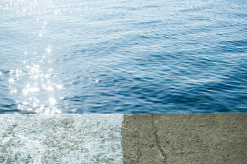 sea and old concrete two-tone slab