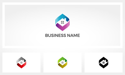 House With Chimney Inside A Chevron Logo