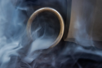 From a car exhaust flow polluting exhaust gases. Concept diesel and gasoline as environmental...