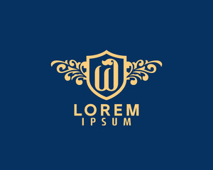 Luxury Shield and Flourish Initial  W  Logo Awesome Perfume, Beauty, Spa, hotel and more brands new