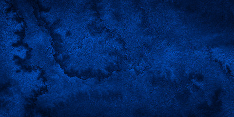 Dark rich blue watercolor background  with torn strokes and uneven divorces. Abstract background for design, layouts and patterns.