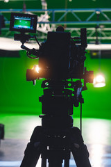 on-set movie camera on the stage