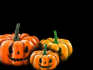 Trois citrouille d'Halloween