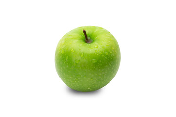 Ripe whole green apples isolated on white background with clipping path