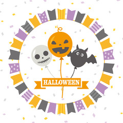 Fototapeta premium ハロウィン 風船とガーランドのフレーム素材