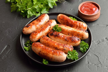 Grilled sausage with fresh parsley