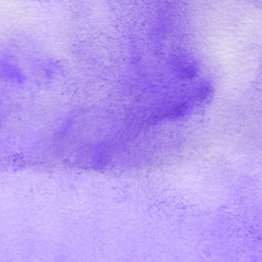 Violet watercolor paper textures on white background. Chaotic abstract organic design.