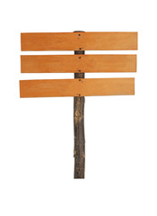 wooden sign on white background