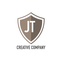 Fototapeta na wymiar Initial Letter JT Shield Design Loco Concept
