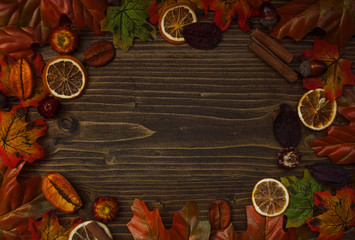 Top view of autumnal details