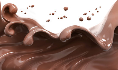 Splash of chocolate abstract background 3d rendering